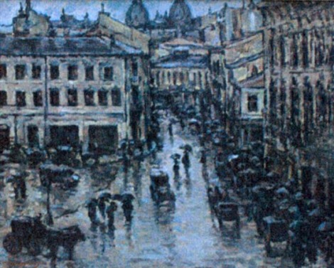 Nicolae Dărăscu - Calea Victoriei pe ploaie